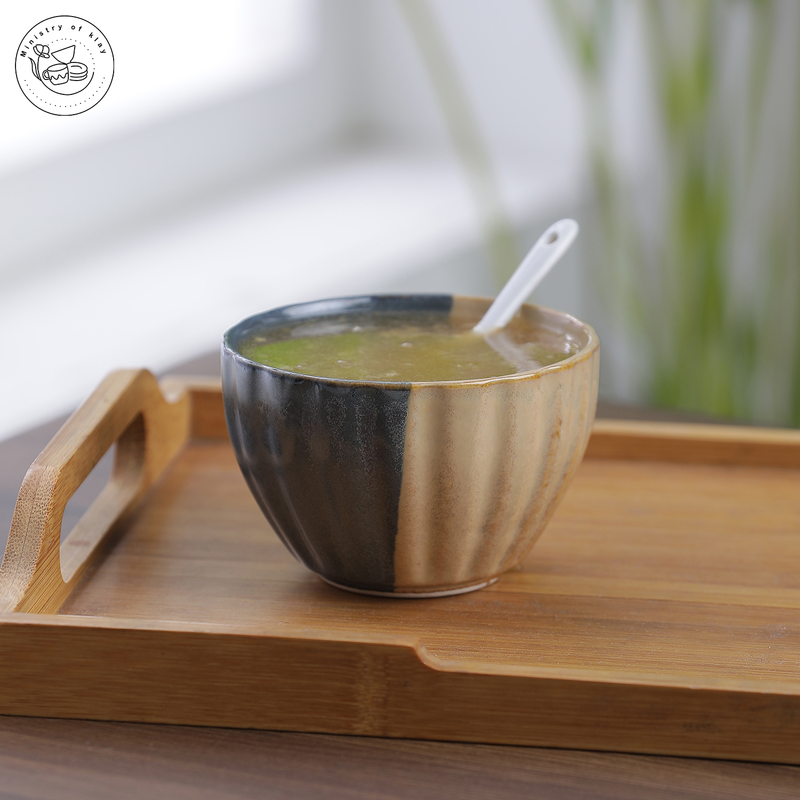 Ministry Of Klay Blue Brown Ceramic Serving Bowl / Microwave Safe, Set of 2, 250ml each