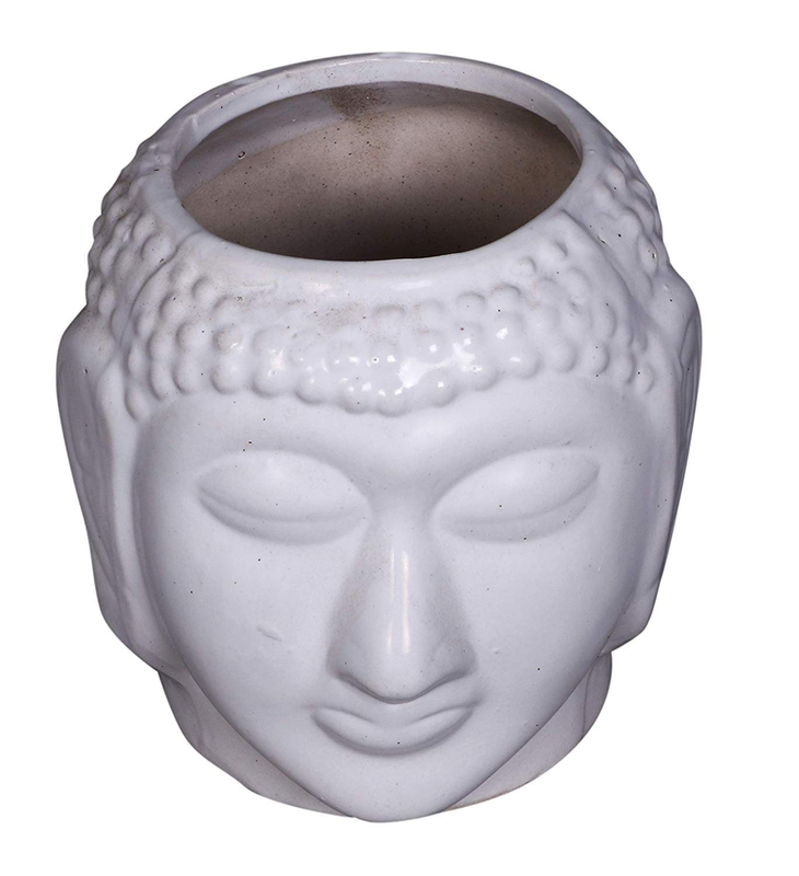 RAJ ROYAL Handcrafted Ceramic Bhuddha Shape Flower Vase for Living Room Handmade Decorative Vases Pot Planter for Garden for Home Office Decoration Pots for Office Home Makeover - 1 Piece