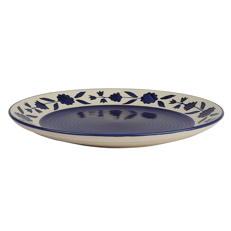 The Decor Lane Floral Blue And White Plates Pair Handpainted Ceramic Dinner Plates (10 Inch, 2 Pieces, Microwave & Dishwasher Safe)