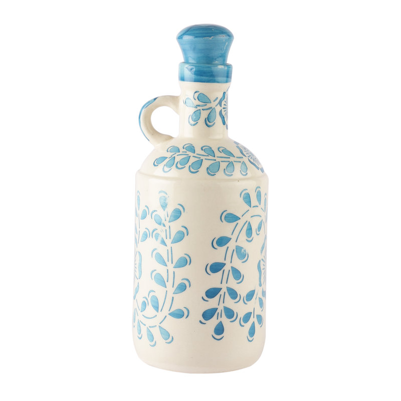 The Decor Lane Ceramic Blue Floral Art 900 ml Hanpainted Oil Dispenser for Kitchen, Oil Bottle, Oil Container for Kitchen Storage Ideal Gifting and for Kitchen