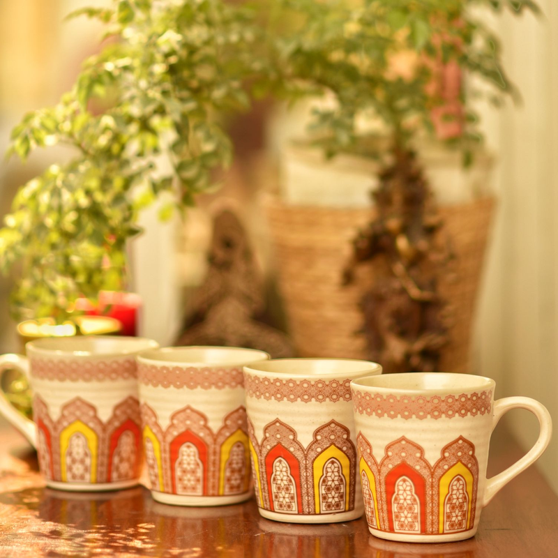 Handmade Ceramic Stoneware Mugs - Set Of 4
